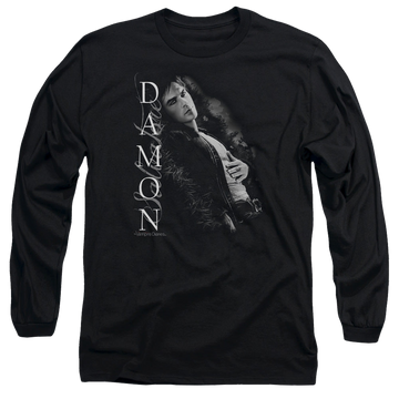 Black men's long sleeve t-shirt with The Vampire Diaries Besides Me graphic