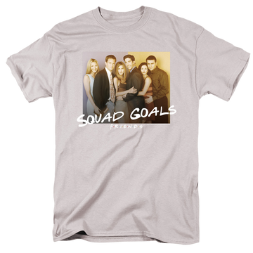 Silver men's regular fit t-shirt with Friends Squad Goals graphic