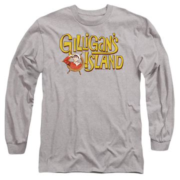 Athletic heather men's long sleeve t-shirt with Gilligan's Island Gilligans Logo graphic