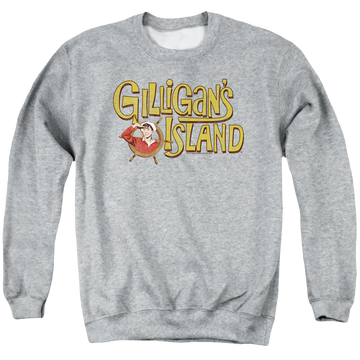 Athletic heather men's crewneck sweatshirt with Gilligan's Island Gilligans Logo graphic