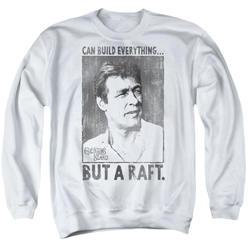 White men's crewneck sweatshirt with Gilligan's Island Professor graphic