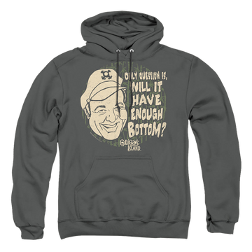 Charcoal pullover hoodie with Gilligan's Island Enough Bottom graphic