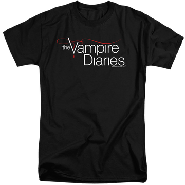 Black men's tall fit t-shirt with The Vampire Diaries Tvd Logo graphic