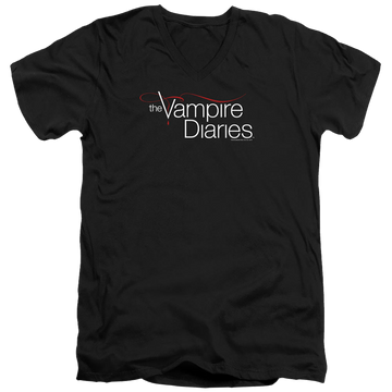 Black men's v-neck t-shirt with The Vampire Diaries Tvd Logo graphic