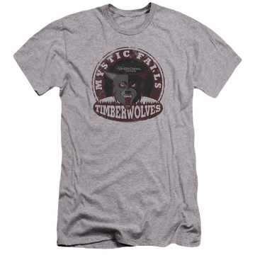 Athletic heather men's premium slim fit t-shirt with The Vampire Diaries Timberwolves graphic