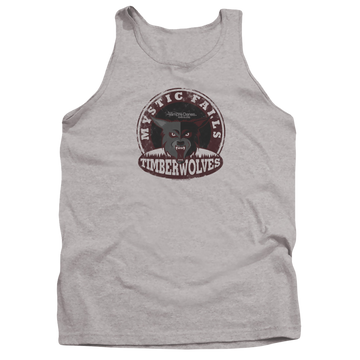 Athletic heather men's tank with The Vampire Diaries Timberwolves graphic