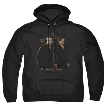 Black pullover hoodie with The Vampire Diaries Brothers graphic