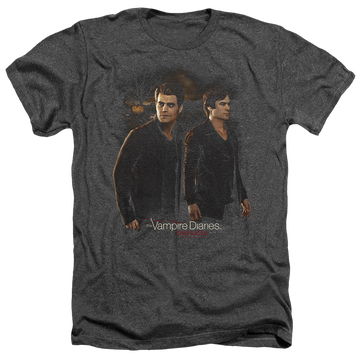 Charcoal men's heather t-shirt with The Vampire Diaries Brothers graphic
