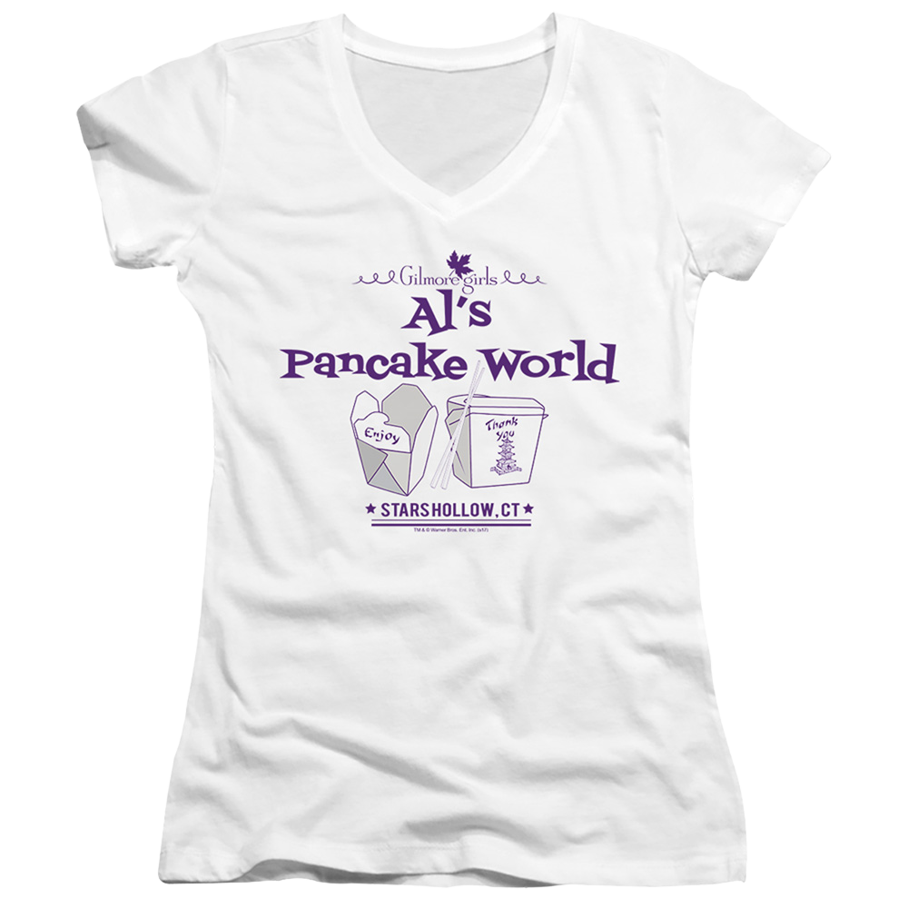 Gilmore Girls Als Pancake World - Juniors V-Neck T-Shirt Juniors V-Neck T-Shirt Gilmore Girls