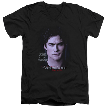 Black men's v-neck t-shirt with The Vampire Diaries Messanger graphic