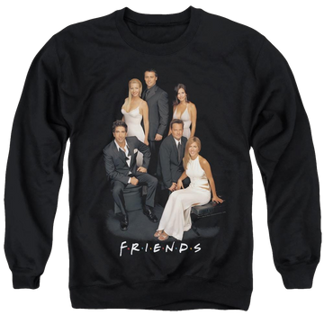 Black men's crewneck sweatshirt with Friends Classy graphic