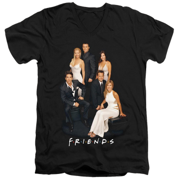 Black men's v-neck t-shirt with Friends Classy graphic