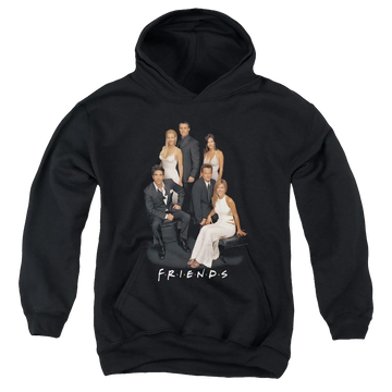 Black youth hoodie for ages 8 to 12 with Friends Classy graphic