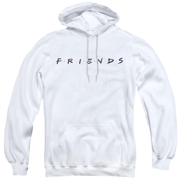 White pullover hoodie with Friends Logo graphic