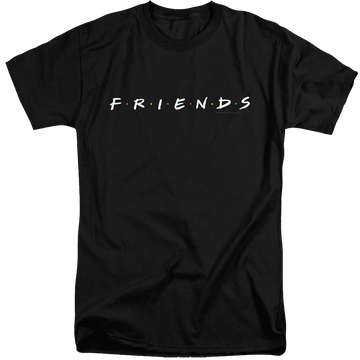 Black men's tall fit t-shirt with Friends Logo graphic