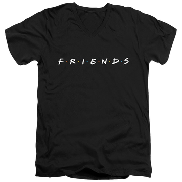 Black men's v-neck t-shirt with Friends Logo graphic
