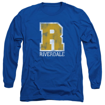 Royal men's long sleeve t-shirt with Riverdale Varsity graphic
