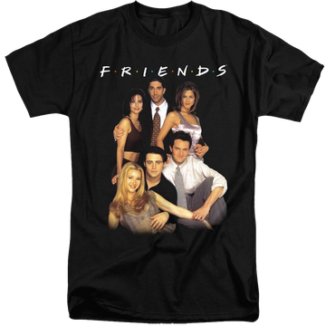 Black men's tall fit t-shirt with Friends Stand Together graphic
