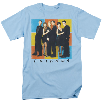 Light blue men's regular fit t-shirt with Color Block Of Friends graphic