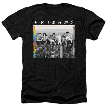Charcoal men's heather t-shirt with Friends Lunch Break graphic