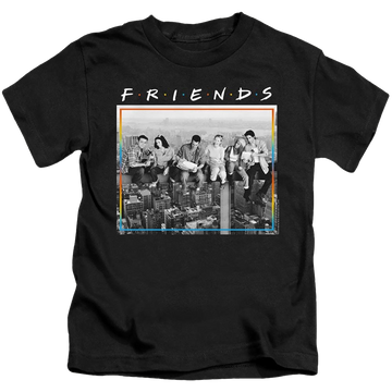 Black kid's t-shirt for ages 4 to 7 with Friends Lunch Break graphic