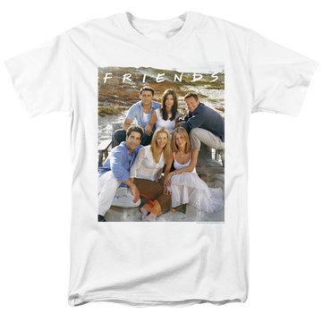 White men's regular fit t-shirt with Friends Lifes A Beach graphic