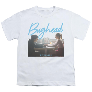 White youth t-shirt for ages 8 to 12 with Riverdale Bughead graphic