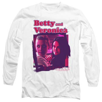 White men's long sleeve t-shirt with Riverdale Betty And Veronica graphic