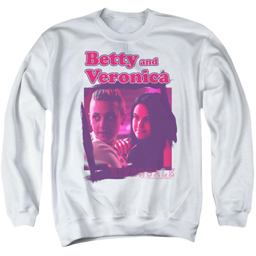 White men's crewneck sweatshirt with Riverdale Betty And Veronica graphic