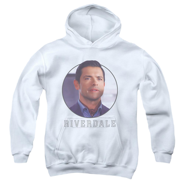 White youth hoodie for ages 8 to 12 with Riverdale Of The Year graphic
