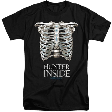 Black men's tall fit t-shirt with Supernatural Hunter Inside graphic