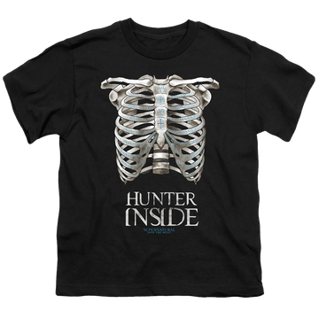 Black youth t-shirt for ages 8 to 12 with Supernatural Hunter Inside graphic