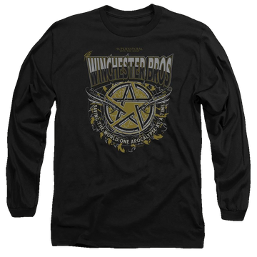 Black men's long sleeve t-shirt with Supernatural Winchester Bros graphic