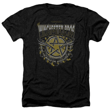 Charcoal men's heather t-shirt with Supernatural Winchester Bros graphic