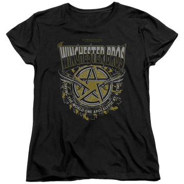 Black women's t-shirt with Supernatural Winchester Bros graphic