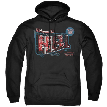 Black pullover hoodie with Supernatural Welcome graphic