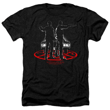 Charcoal men's heather t-shirt with Supernatural Silhouettes graphic