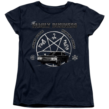 Black women's t-shirt with Supernatural Saving People And Hunting graphic
