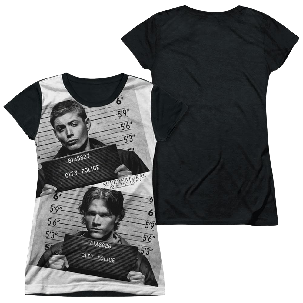 Supernatural Mug Shots - Juniors Black Back T-Shirt Juniors Black Back T-Shirt Supernatural