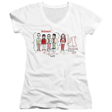 Big Bang Theory, The Bazinga Equation - Juniors V-Neck T-Shirt Juniors V-Neck T-Shirt Big Bang Theory