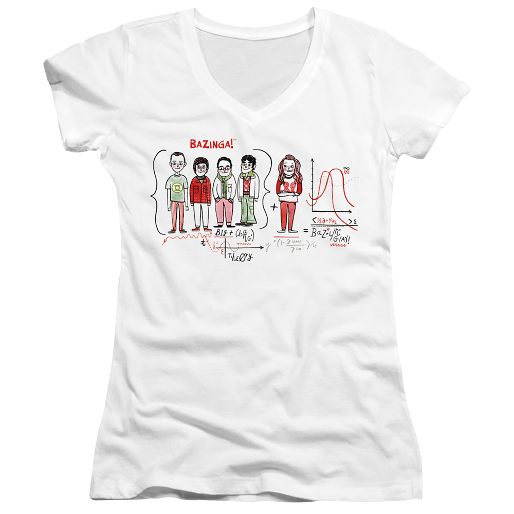 Big Bang Theory, The Bazinga Equation - Juniors V-Neck T-Shirt Juniors V-Neck T-Shirt Big Bang Theory