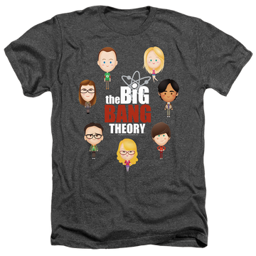 Charcoal men's heather t-shirt with Big Bang Theory Emojis graphic