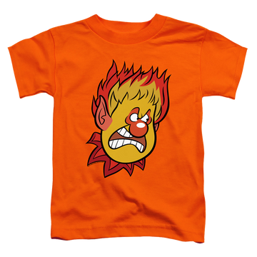 Orange toddler t-shirt with Year Without a Santa Claus Heat Miser graphic