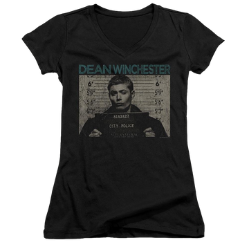 Supernatural Dean Mug Shot - Juniors V-Neck T-Shirt Juniors V-Neck T-Shirt Supernatural