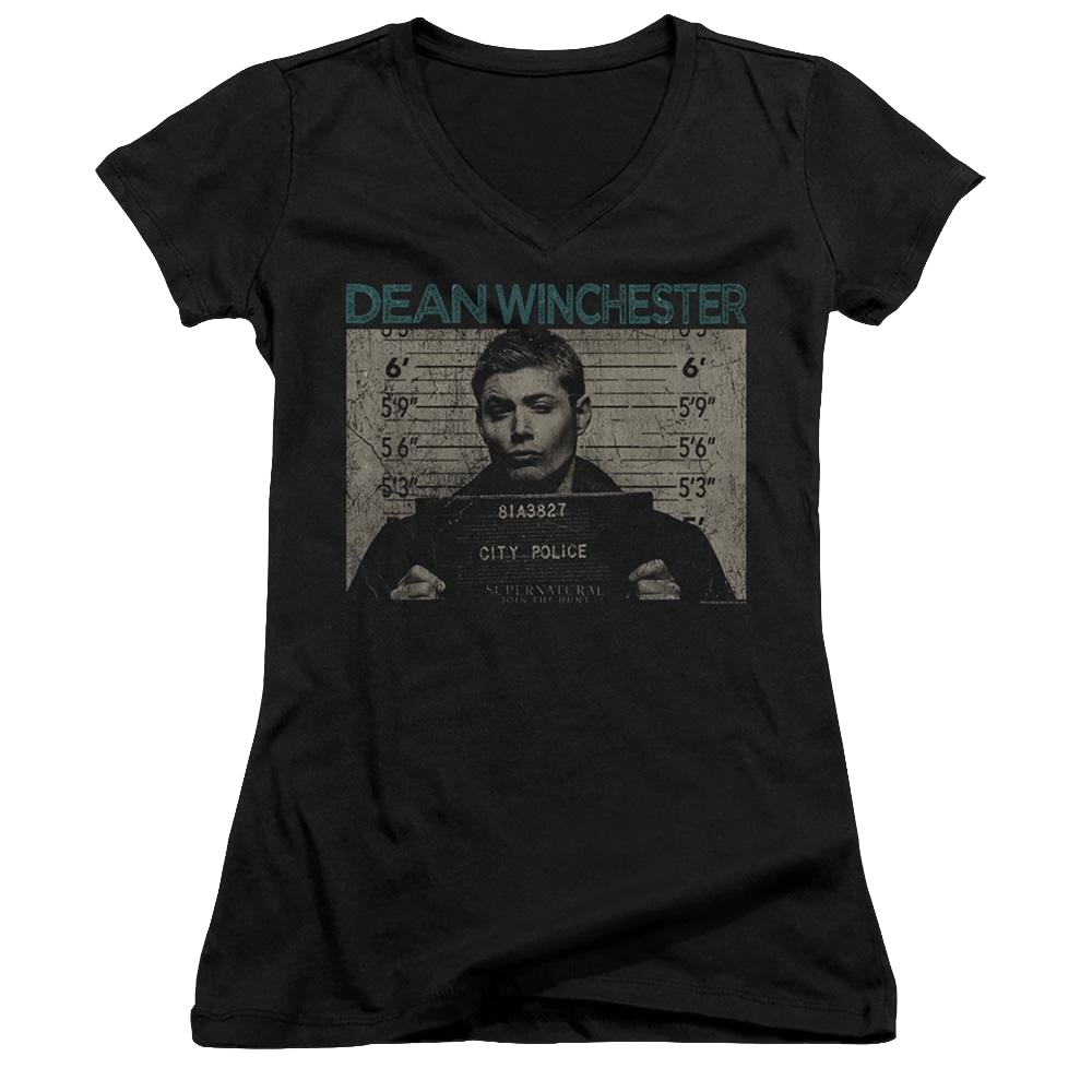 Supernatural Dean Mug Shot - Juniors V-Neck T-Shirt Juniors V-Neck T-Shirt Supernatural