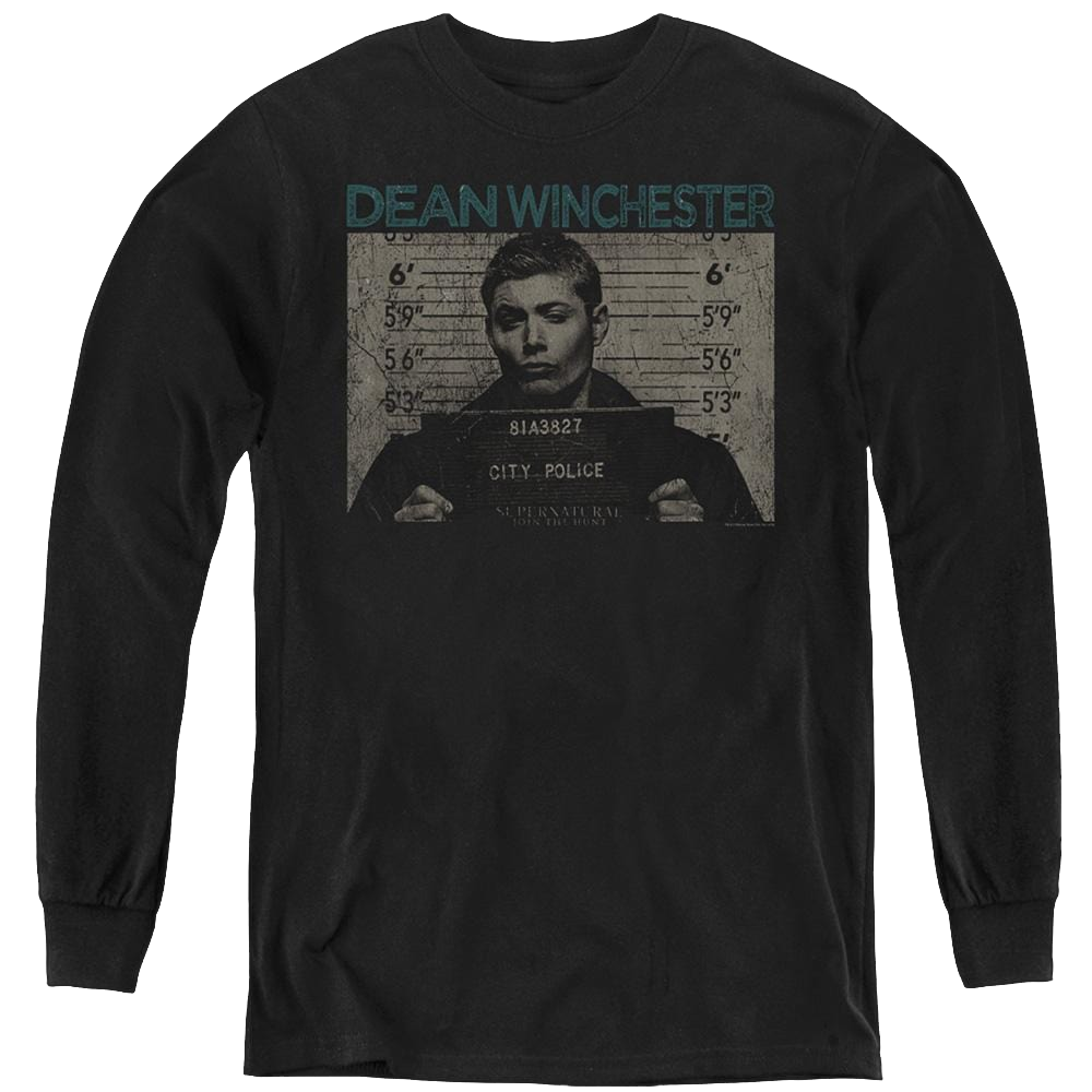 Supernatural Dean Mug Shot - Youth Long Sleeve T-Shirt Youth Long Sleeve T-Shirt Supernatural