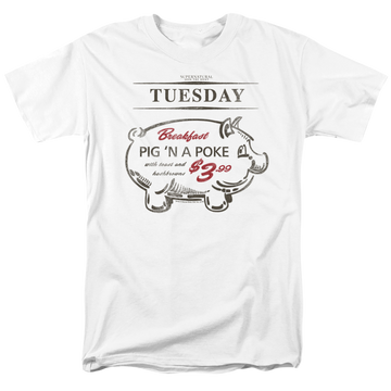 White men's regular fit t-shirt with Supernatural Pig N Poke graphic