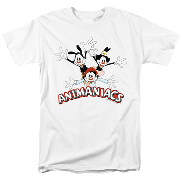 White men's regular fit t-shirt with Animaniacs Trio graphic