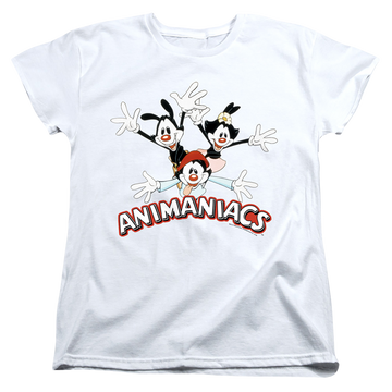 White women's t-shirt with Animaniacs Trio graphic