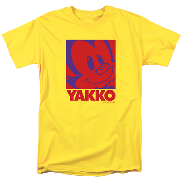 Yellow men's regular fit t-shirt with Animaniacs Pop Yakko graphic